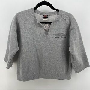 Harley Davidson Womens Sweatshirt Gray Split Neck Crop M